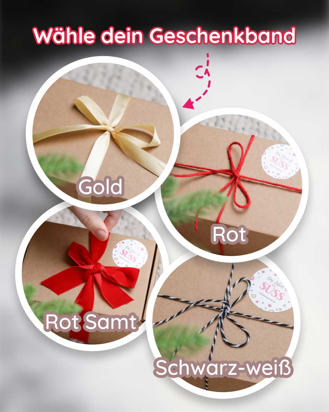 Geschenkband Farben Auswahl Weihnachtsgeschenkset Firmen Zuckerwuschel