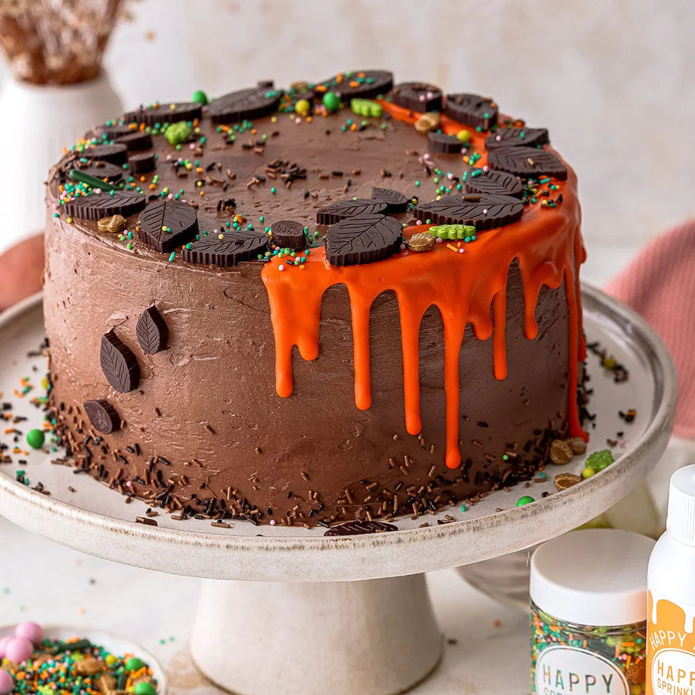 Cake Drip Orange Happy Sprinkles