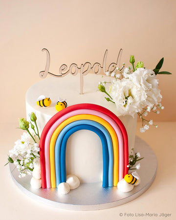 Cake Topper Geburtstag Wunschname Regenbogen Torte personalisiert