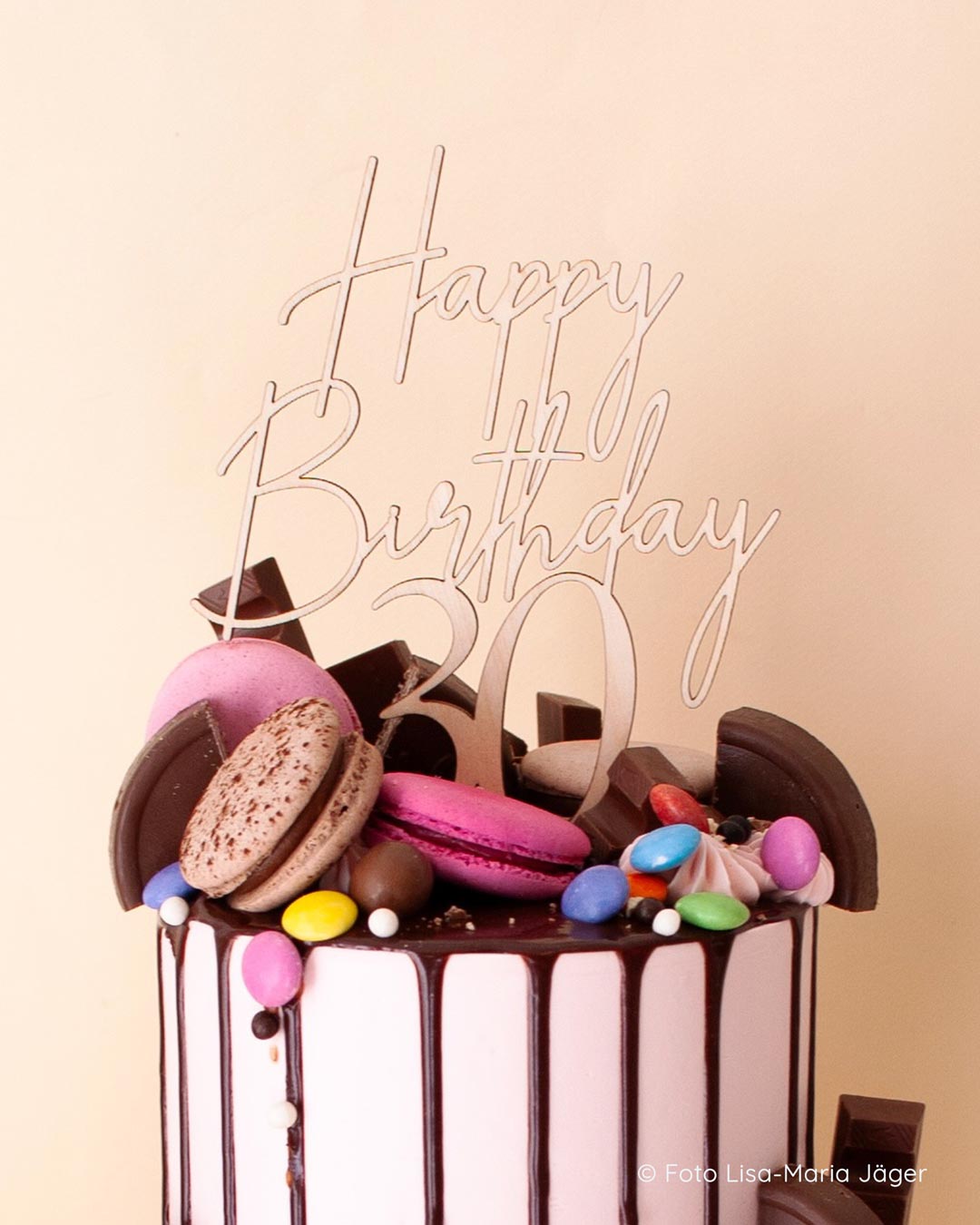 Cake Topper Happy Birthday elegant  mit Zahl