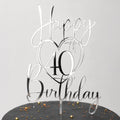 Cake Topper Happy Birthday Herz mit Zahl Silber
