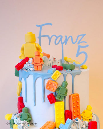 Cake Topper Kindergeburtstag Name Zahl bunt