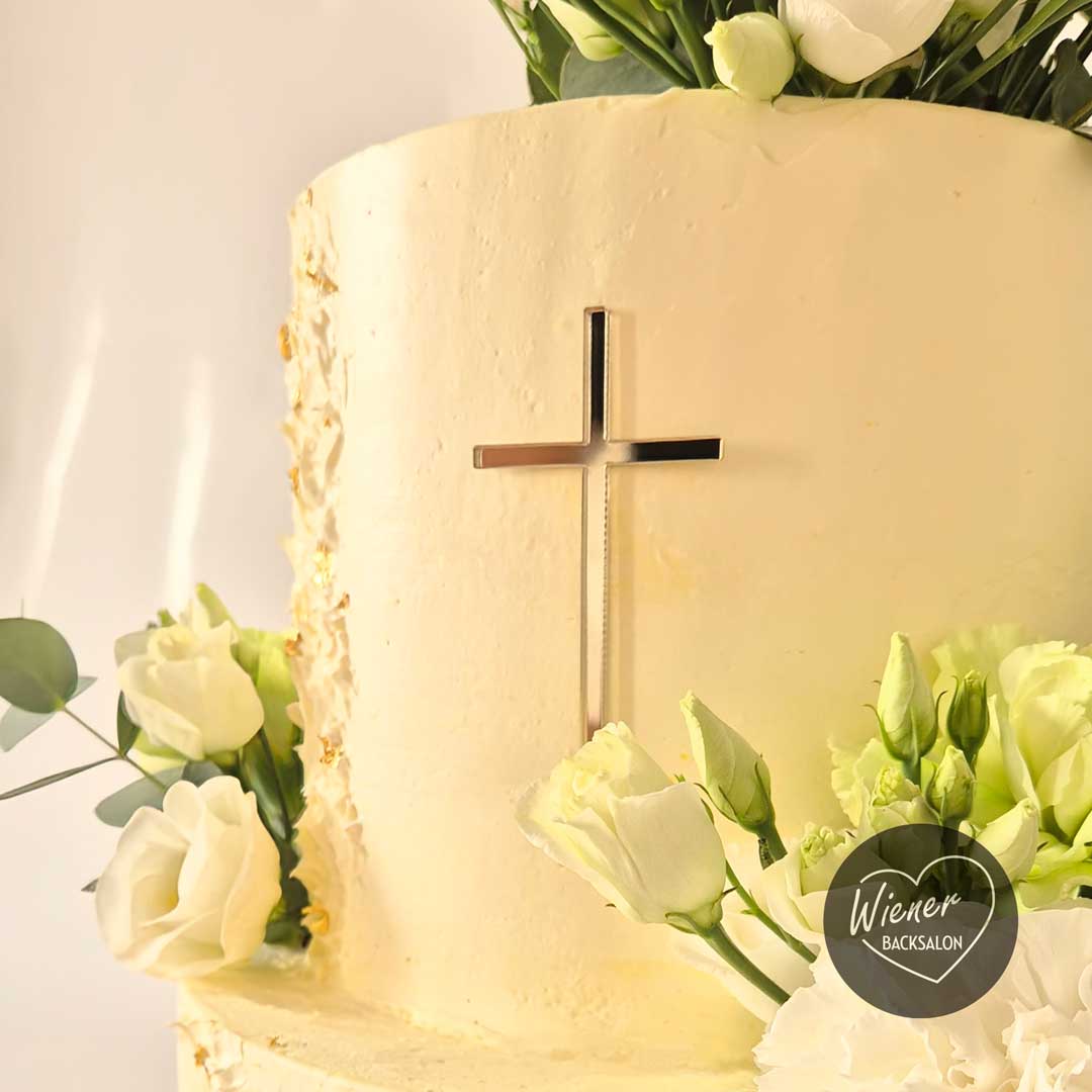 Cake Topper Kreuz Taufe Kommunion Firmung Gold Acryl