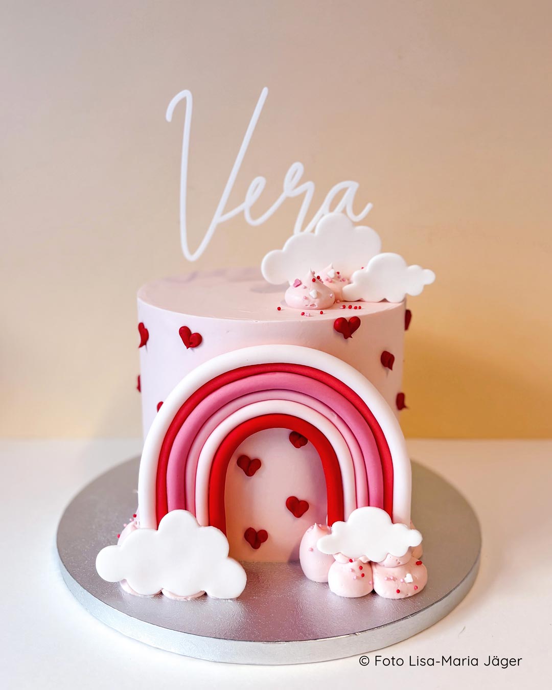 Cake Topper Name und Fisch Symbol Regenbogen Torte Taufe