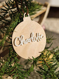 Christbaumkugel Holz mit 3D Wunschname
