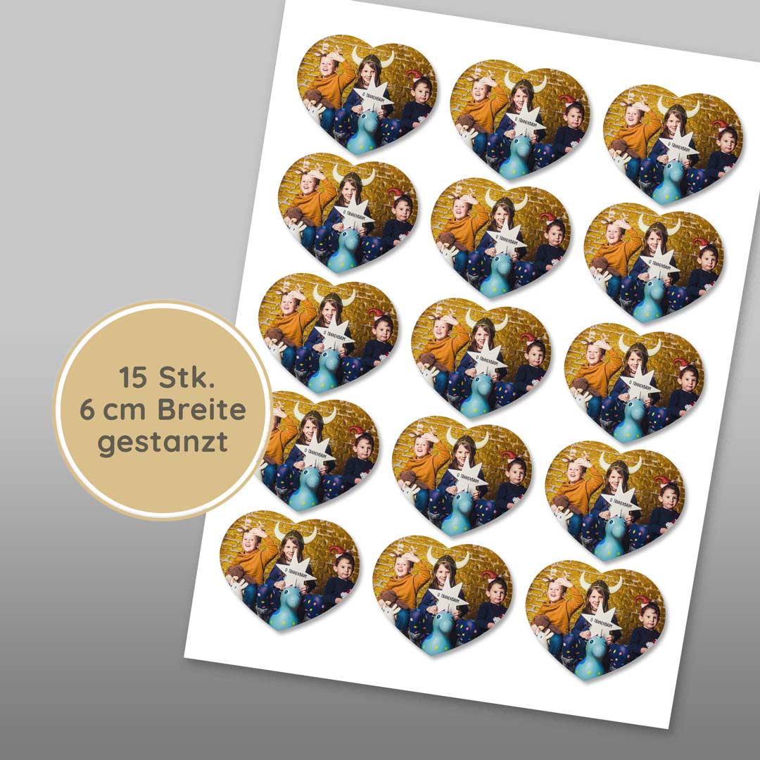 Essbare Foto Herzaufleger 15 Stk. Muffins