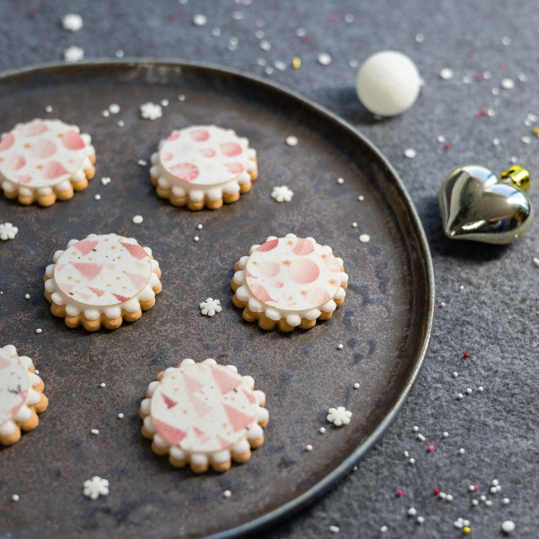 Essbare Keks Aufleger Rosa Weihnachten