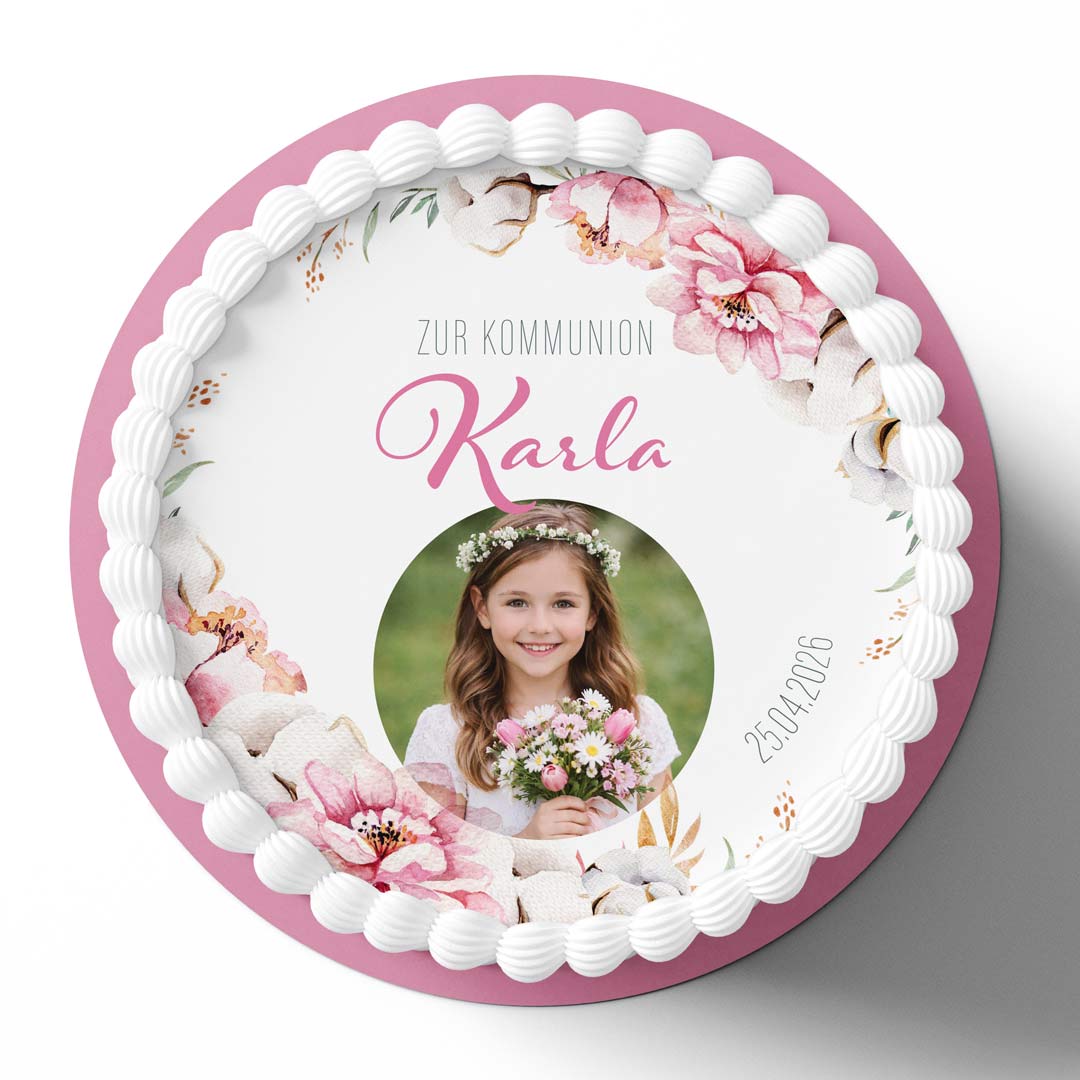 Foto Tortenaufleger Erstkommunion Rund personalisiert