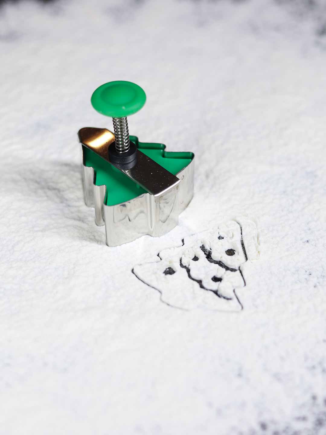 Keksausstecher Weihnachten Edelstahl Tannenbaum Form mit Prägestempel