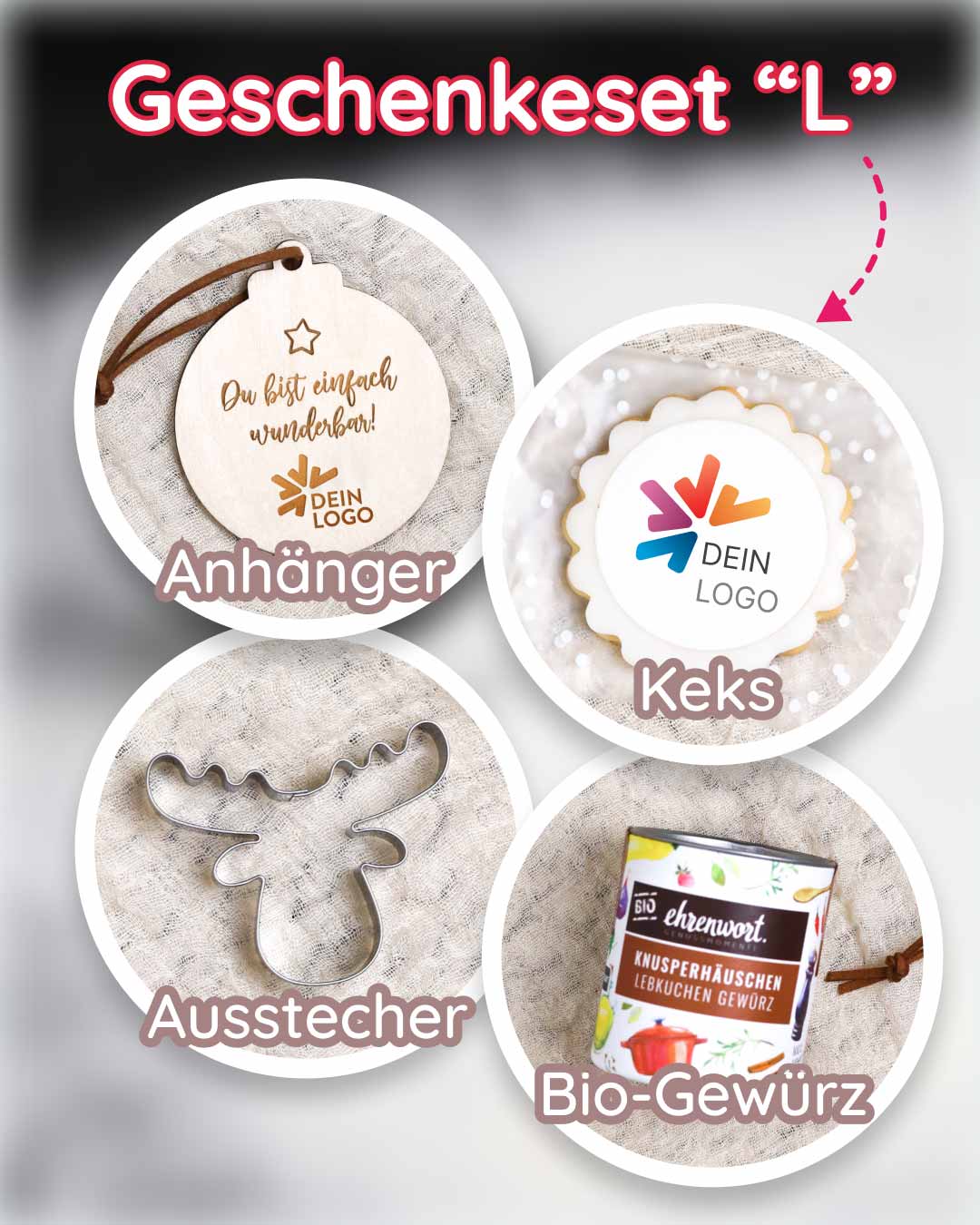 Mitarbeiter Geschenkeset mit Keks personalisiert Firmenlogo Zuckerwuschel
