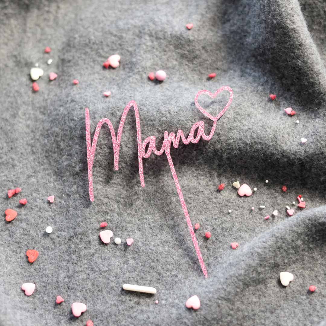 Muttertag Cake Topper Mama Glitzeracryl Pink