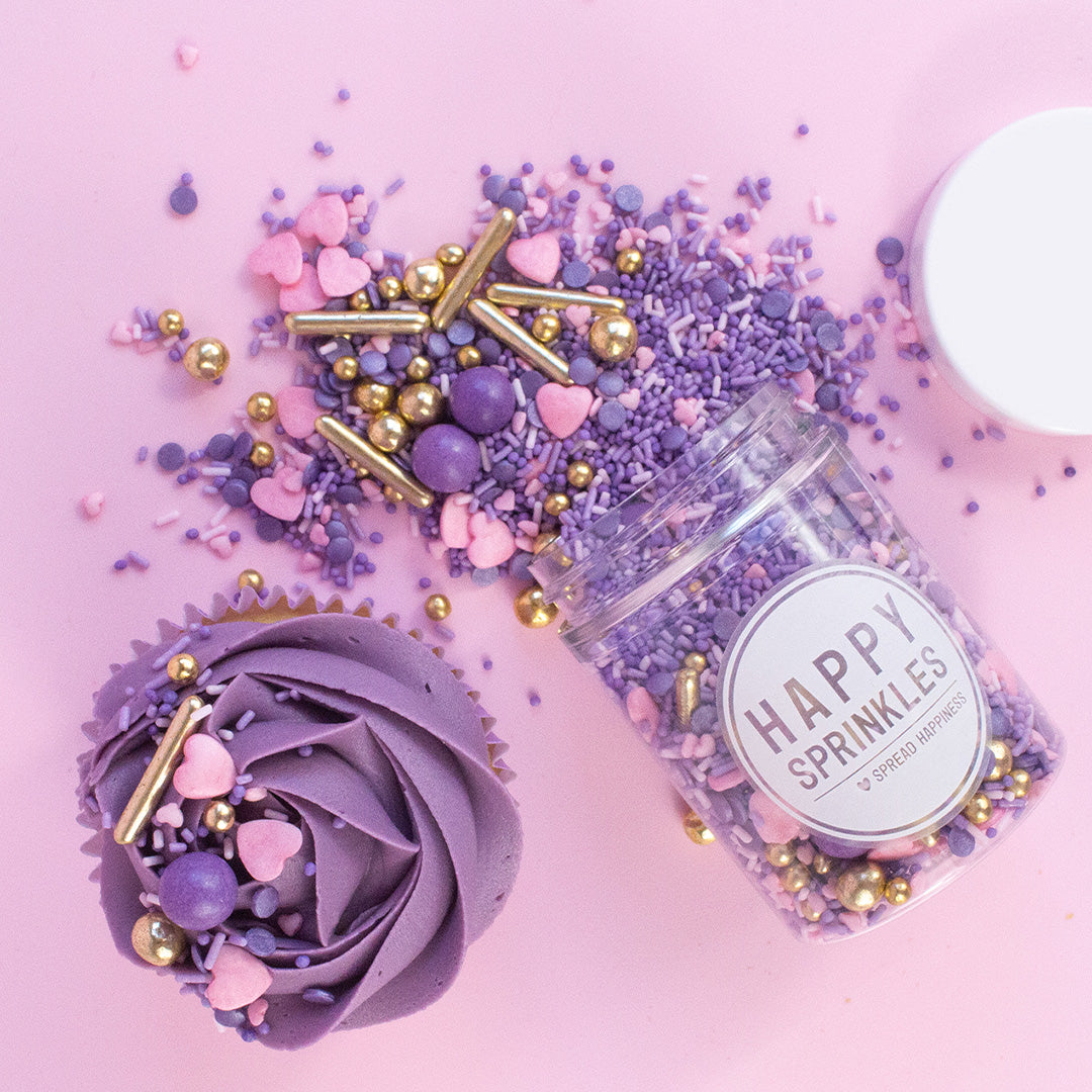 Purple Elegance Sprinkles mit Schokokugeln in Violett, Rosé und Gold