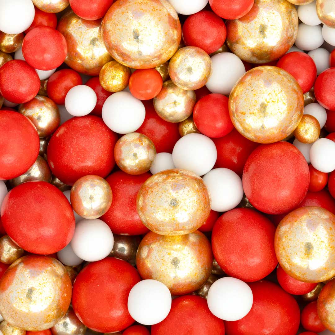 Schokokugeln GlockenSpiel Rot Weiß Gold Zuckerwuschel