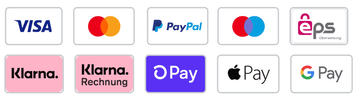 Visa Mastercard PayPal Maestro eps Klarna Rechnung Apple Pay Google Pay