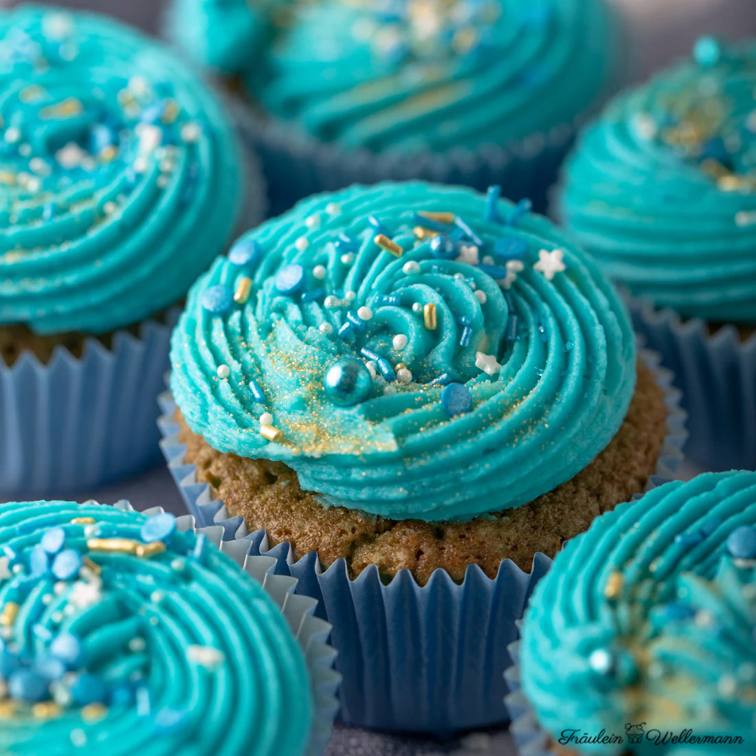 SuperGlitzerPuder Gold Super Streusel Cupcakes Türkis