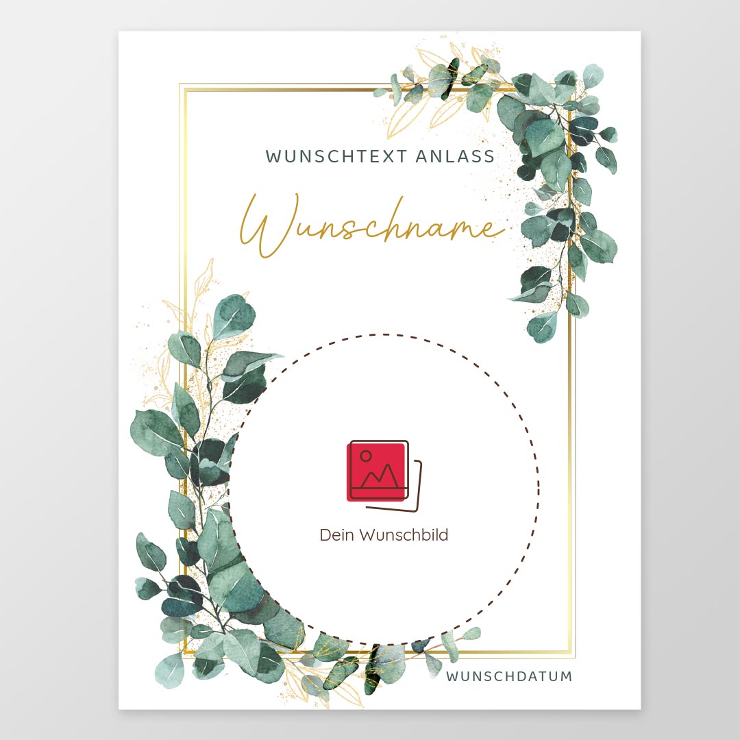 Foto Tortenaufleger Taufe personalisiert "Eukalyptus" rechteckig