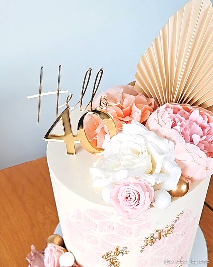 Tortenstecker elegant runder Geburtstag Hello 40