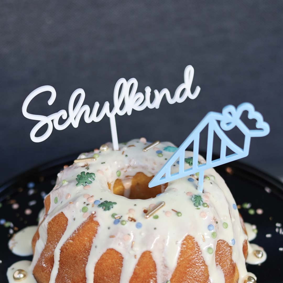 Tortenstecker Schulbeginn Schultüte Pastell