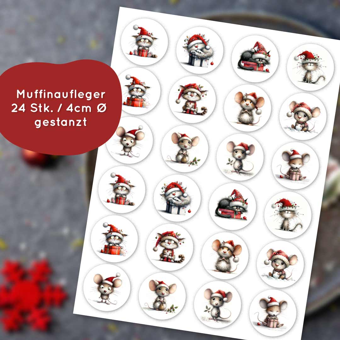Essbare Keks Aufleger Weihnachten Katz und Maus