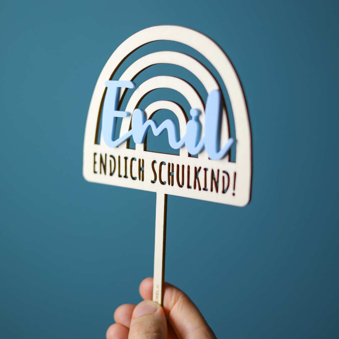 Cake Topper endlich Schulkind Holz Acryl