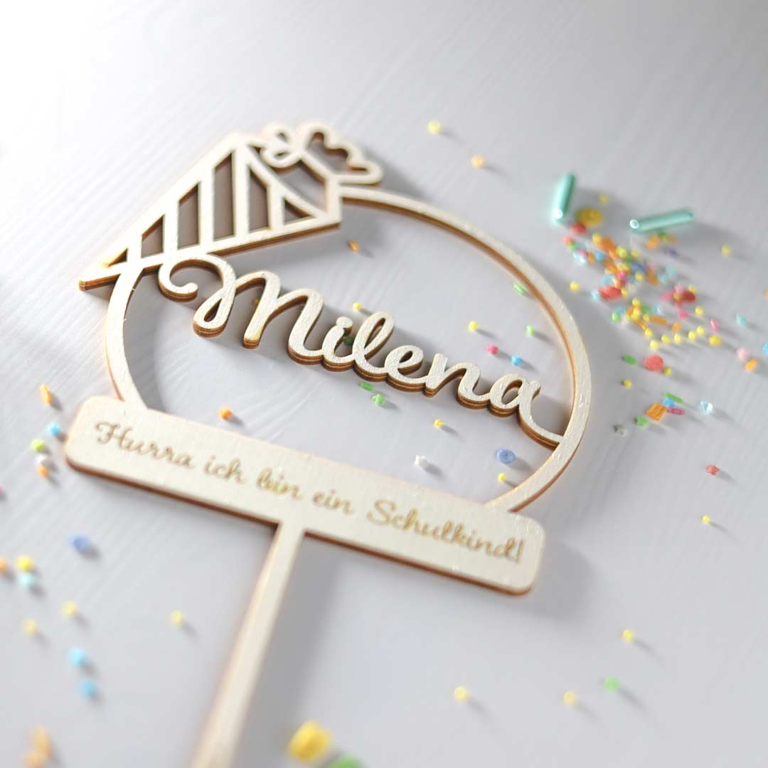 Cake Topper Schulbeginn Schultüte Name personalisiert