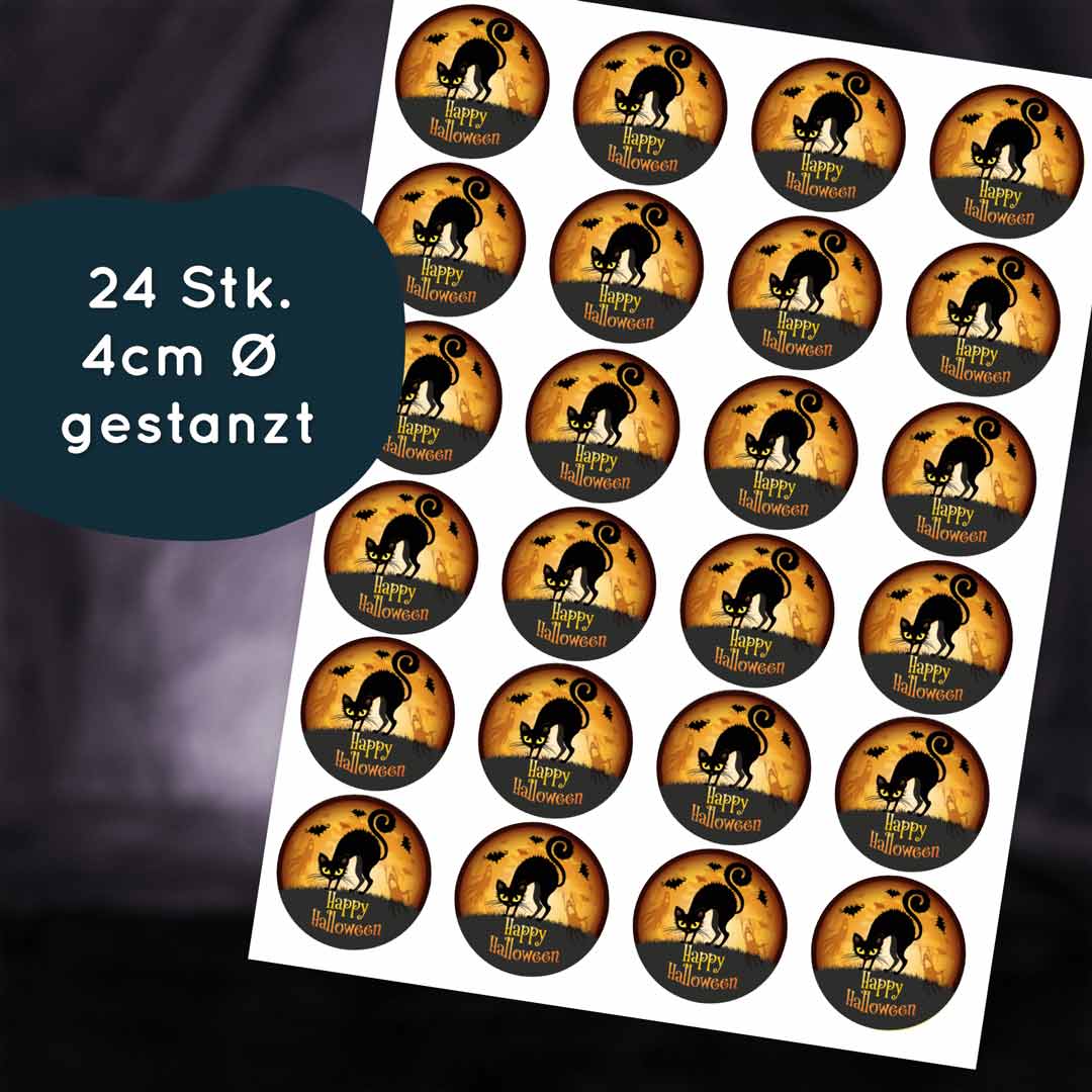 Halloween Muffinaufleger 24 Stk. Gruselkatze