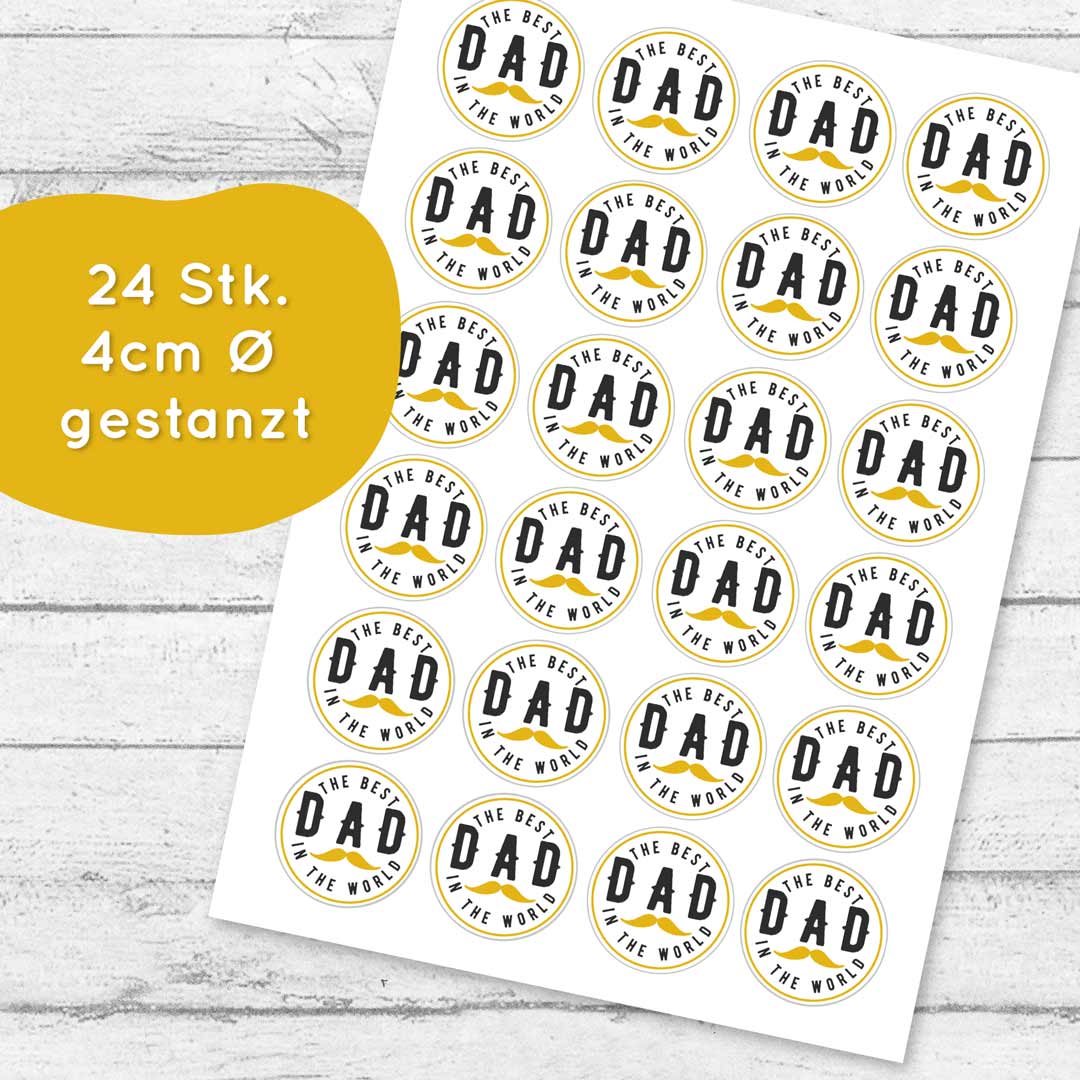 Muffinaufleger Vatertag Best Dad 4cm 24 Stück gestanzt