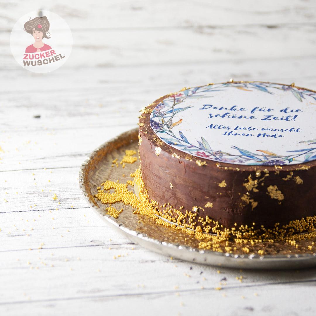 Torte dekorieren Tortenbild Nonpareilles Gold