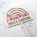 Tortem Topper Schulbeginn Regenbogen Rosa personalisiert