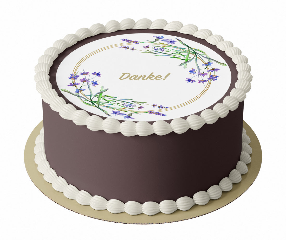 Tortenaufleger Danke sagen "Blumenkreis Lavendel"