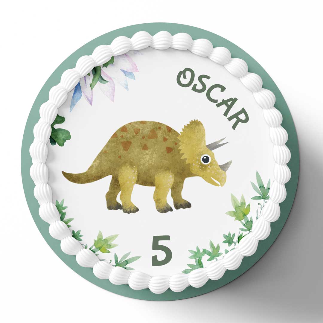Tortenaufleger Dino Triceratops Wasserfarben