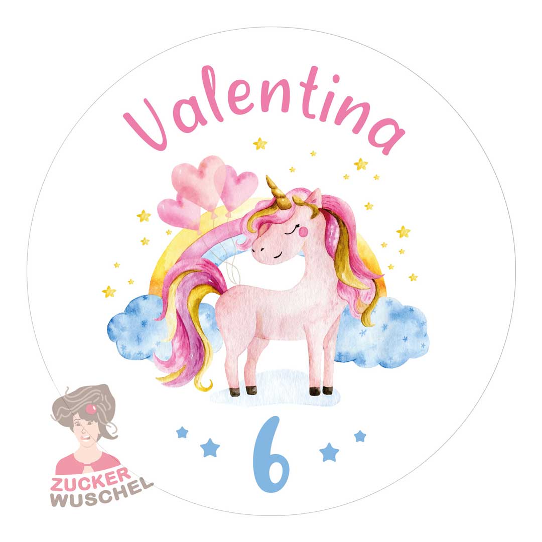 Tortenaufleger Einhorn Wunschname Kindergeburtstag