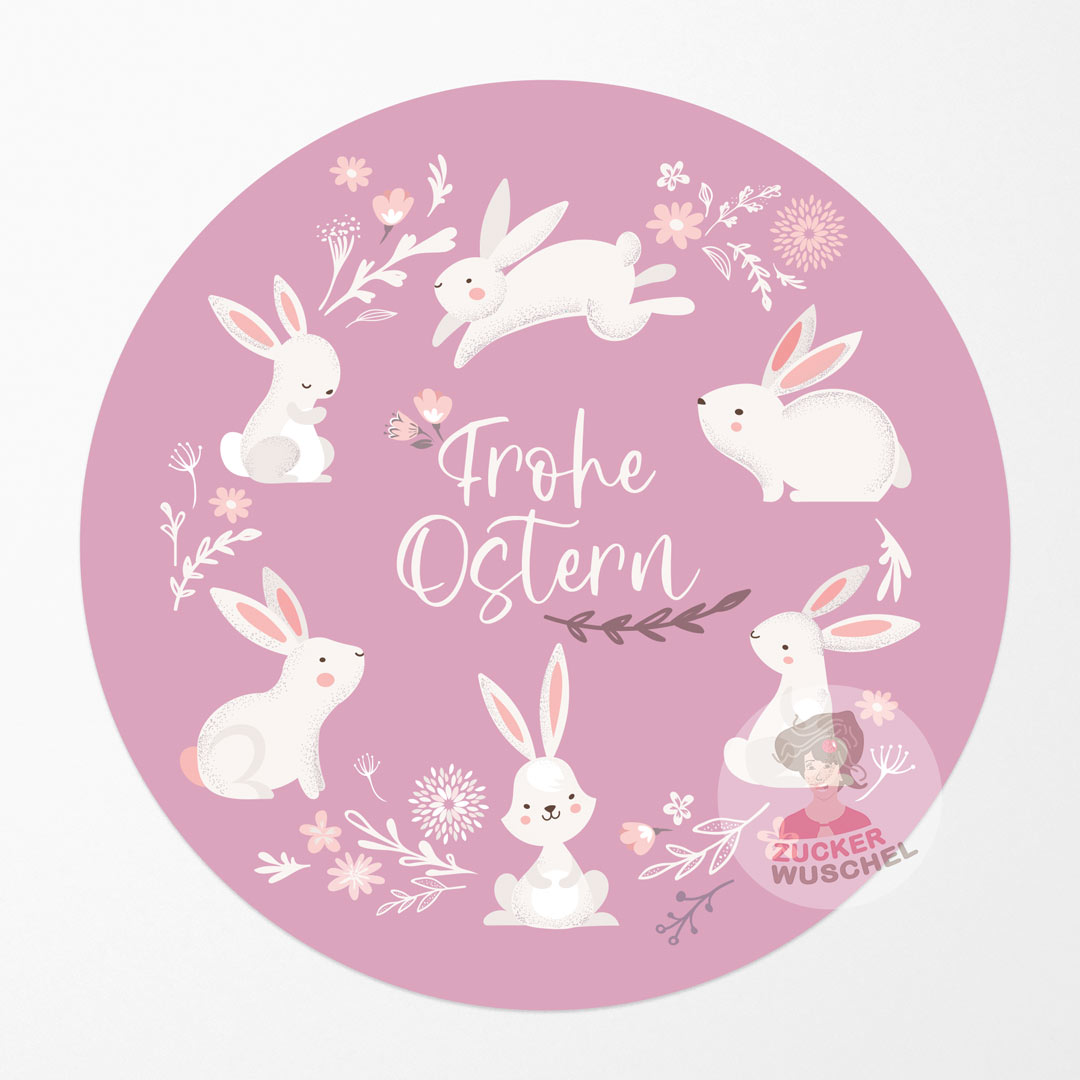 Tortenaufleger Ostern Hoppelhäschen im Kreis rosa 