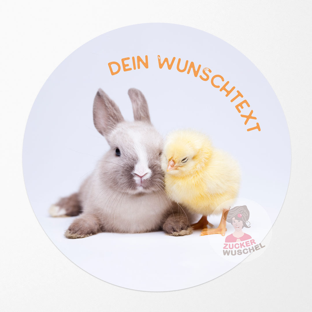 Tortenaufleger Osterhase und Küken mit Shabby Schriftzug