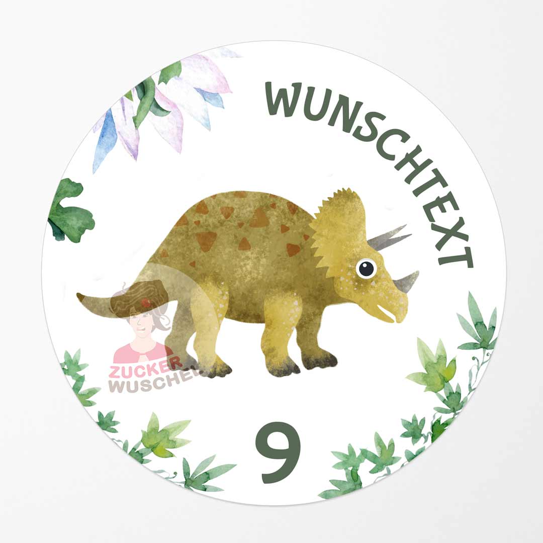 Tortenaufleger Dino Triceratops Wasserfarben